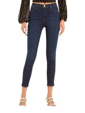 FRAME Le High Crop Skinny Jeans Women's 28 Blue Dark Wash Stretch Denim Cropped